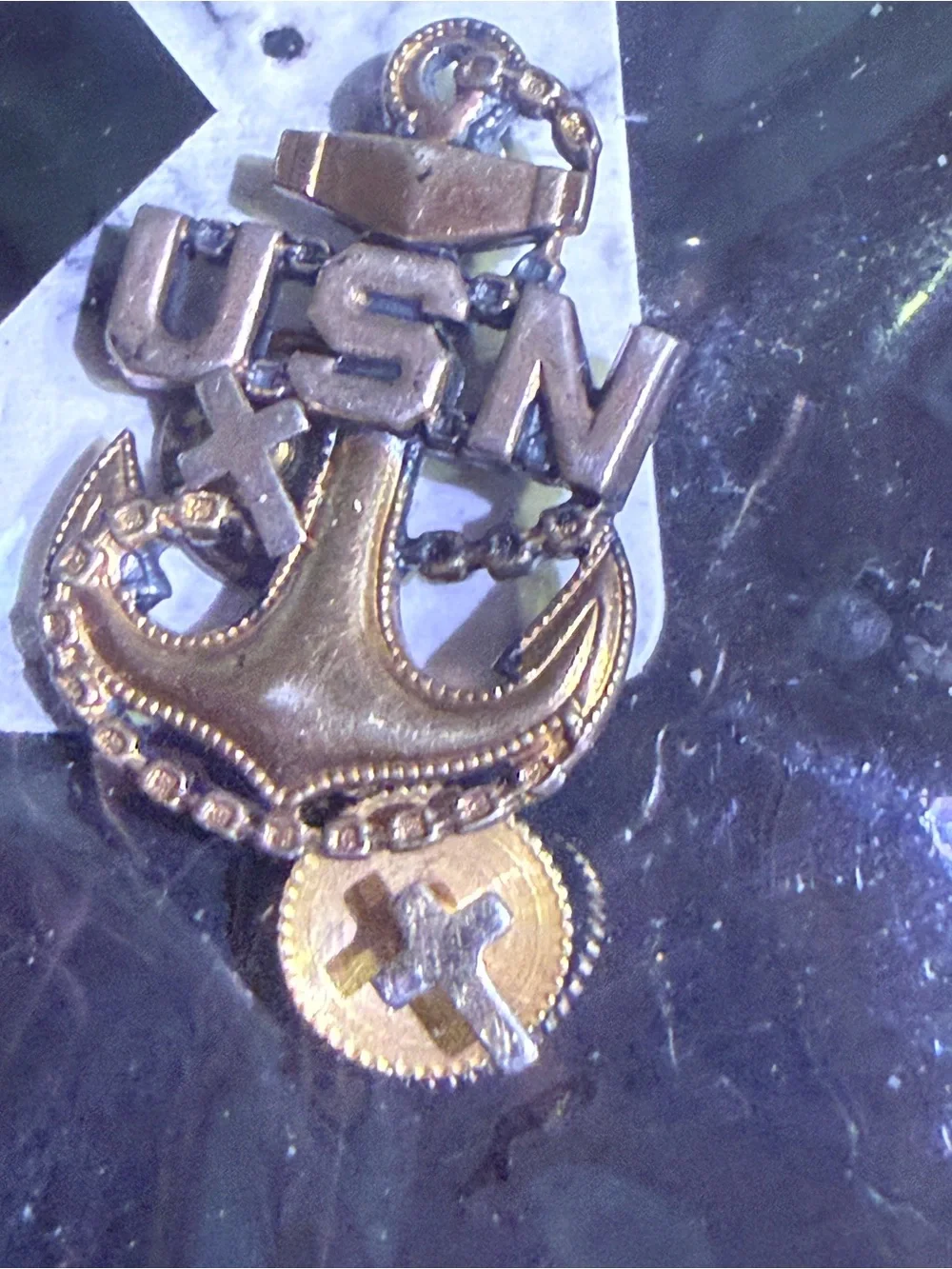 Vintage USN 1/20 10K Gold Filled & Sterling Anchor Pin Navy